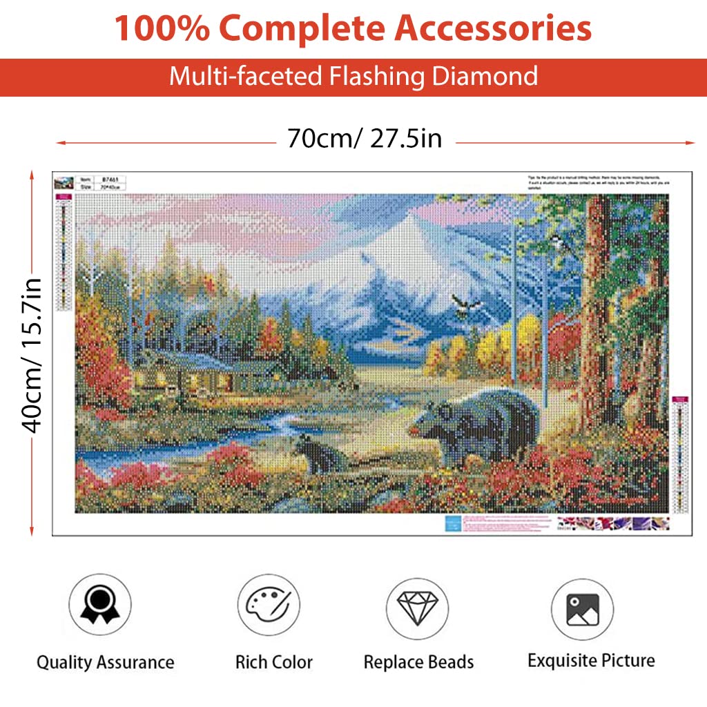 HASTHIP 5D Diamond Painting Kit, 27.5 X 15.7inch Large Size Black Bear Diamond Painting Kits for Adults, DIY Full Drill Crystal Rhinestone Arts and Crafts, Art Diamond Painting for Home Wall Decor HASTHIP 5D Diamond Painting Kit, 27.5 X 15.7inch Large Size Black Bear Diamond Painting Kits for Adults, DIY Full Drill Crystal Rhinestone Arts and Crafts, Art Diamond Painting for Home Wall Decor
